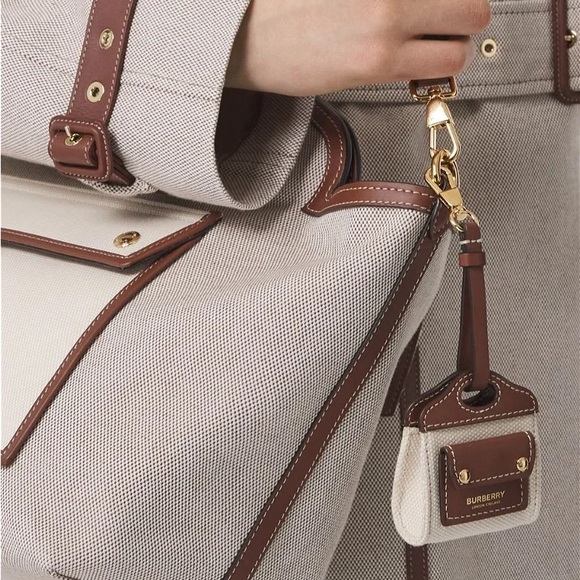 Burberry Accessories - Burberry | Bag Charm or AirPod CaseTwo Tone Canvas and Leather